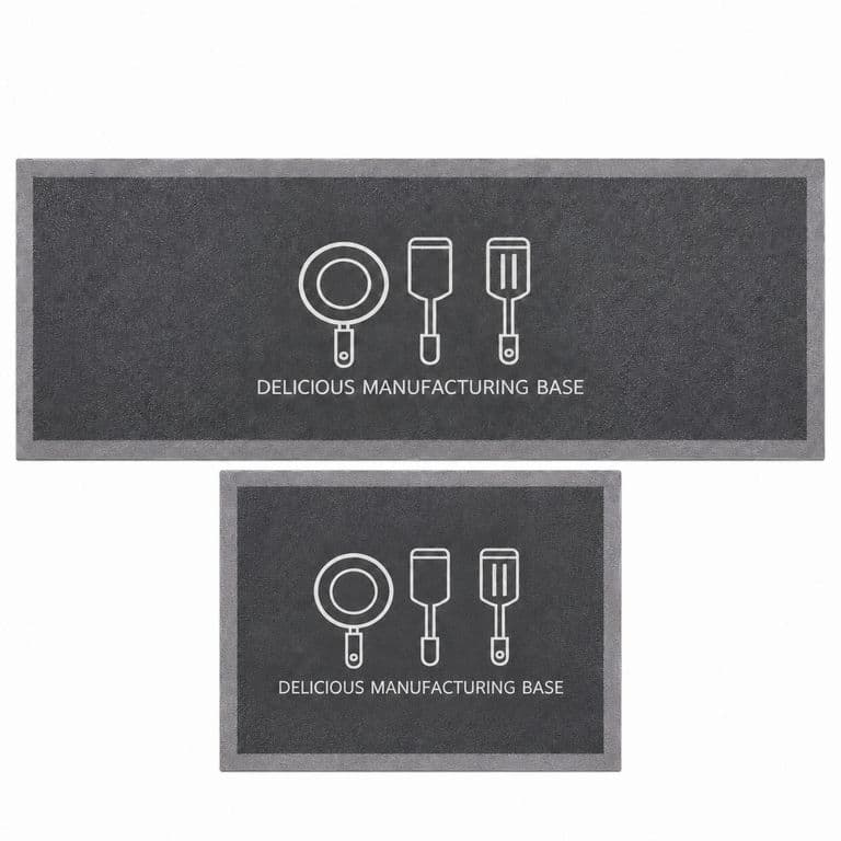 Set 2 Alfombras de Cocina Gris Oscuro Diseno Utensilio 270