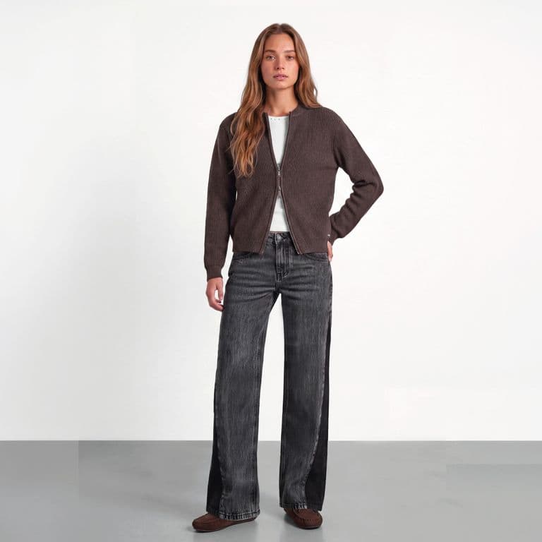 Sweater Bomber Cafe Mujer Cafe M