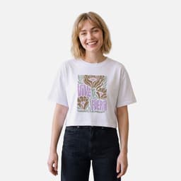Polera Mujer Floreada Blanco Blanco S