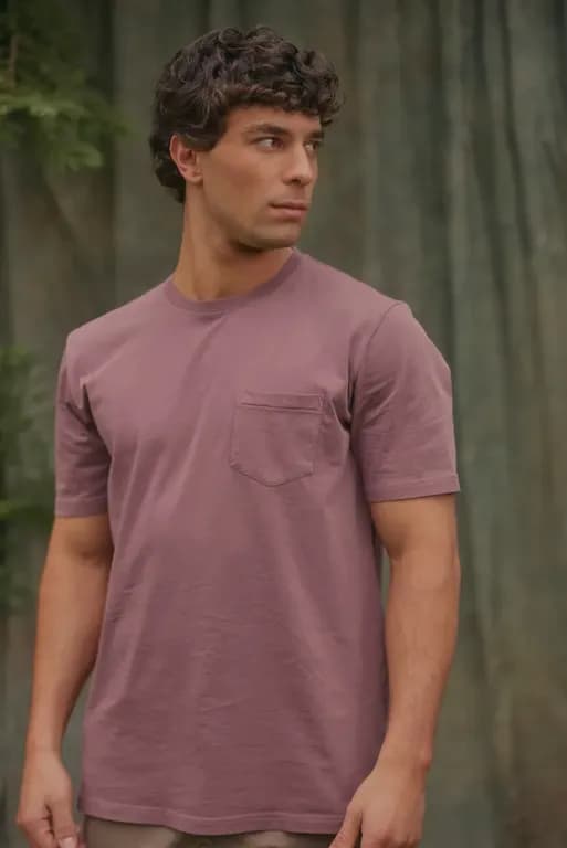 Polera manga corta hombre Bolsillo stitch Burdeos XS
