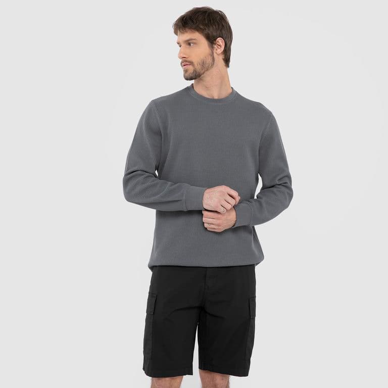Poleron Crewneck Waffle Summer Grey Gris M