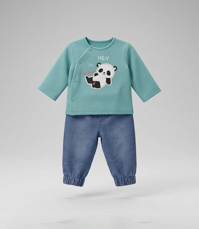 Conjunto recien nacido con panda V13221270276 menta 4 Kids Menta 6 MESES