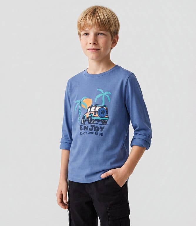 Polera manga larga nino B11011270560 azul Azul 2 ANOS