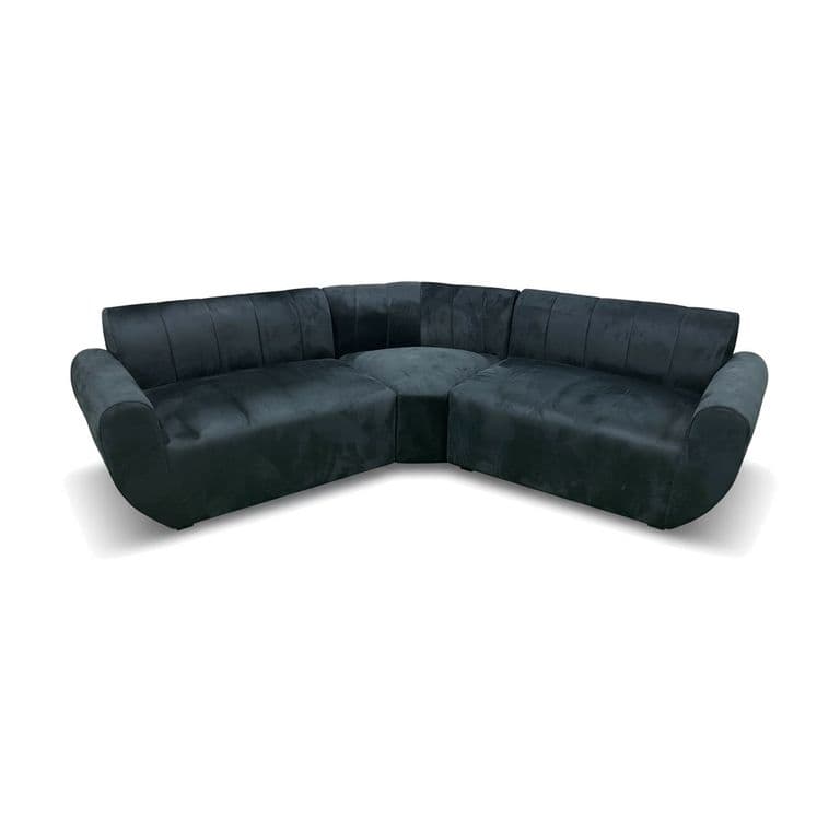 Sofa Seccional Florencia felpa negro 5 cuerpos Negro