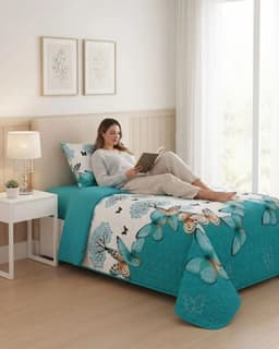 Juego Cubrecama Quilt Verano 1.5 Plazas + Juego De Sabanas