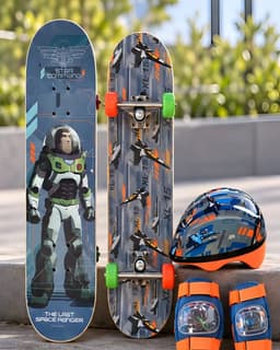 Set Completo de Patineta Infantil con Casco y Protecciones para Ninos
