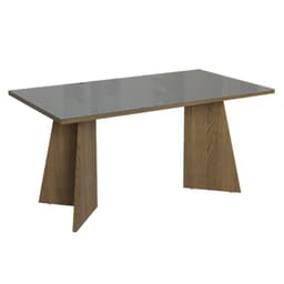Mesa de Comedor 5389 con Vidrio Rectangular Marron/Gris 160x90x78 cm