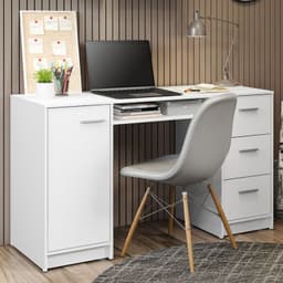 Escritorio Alaska 1 Puerta 3 Cajones Blanco 136x45x77 cm