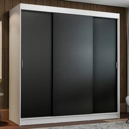 Closet Reno 3 Puertas Correderas Blanco/Negro 180x54x205 cm