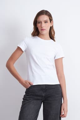 Polera Basica Cuello Redondo Blanco Blanco S