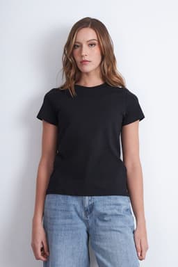 Polera Basica Cuello Redondo Negro Negro XL