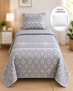 Pack Cubrecama De Verano 1.5 Plazas Quilt Delgado y 1 Almohada