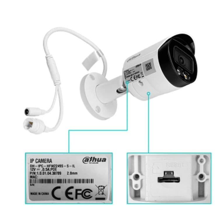 2249 Tipo Bala 2MP Lente-fijo-2,8mm PoE IR30m IP67 IP IA mSD WizSense HFW2249SP