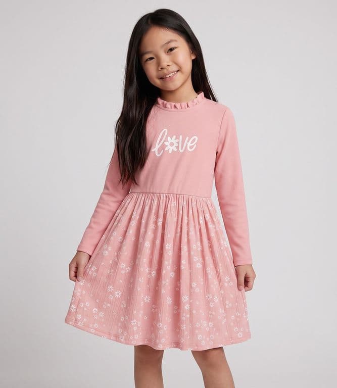 Vestido manga larga nina love F11131270202 rosado 4 Kids Celeste 4 ANOS