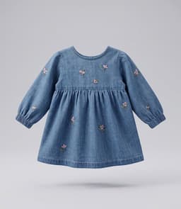 Vestido manga larga recien nacida F13131270174 denim cel Celeste 3 MESES