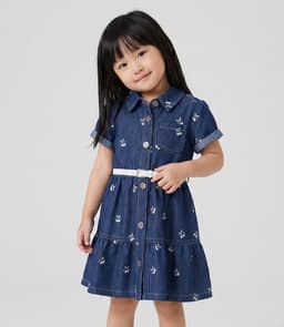 Vestido manga corta bebe L12131270774 denim cel Celeste 24 MESES