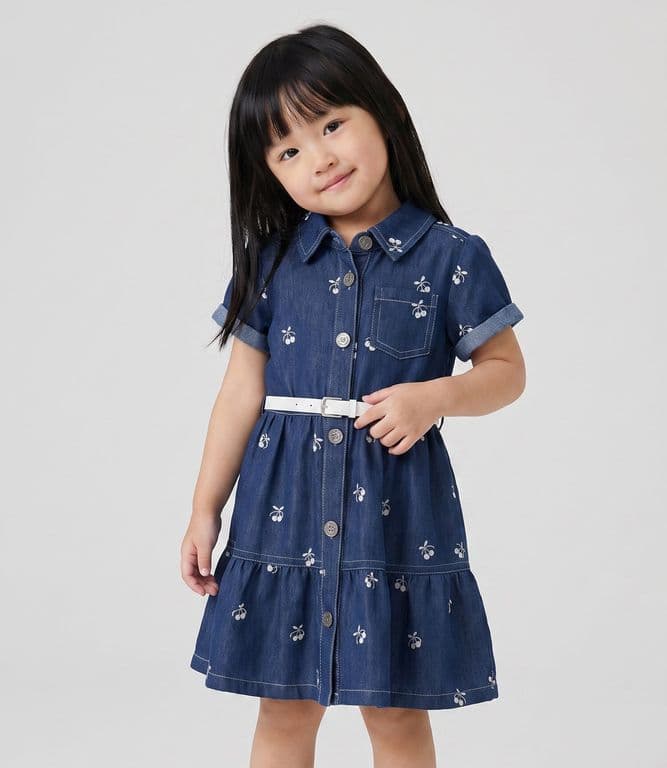 Vestido manga corta bebe L12131270774 denim cel Celeste 24 MESES