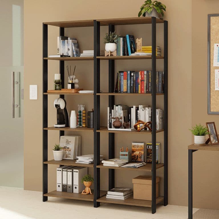 Estante Librero 118 cm 10 Repisas Marron/Negro 118x45x180 cm