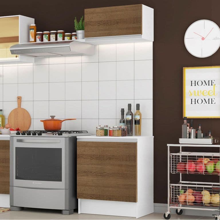 Kit Mueble de Cocina Topazio 60 cm Blanco/Marron 60x52x210 cm