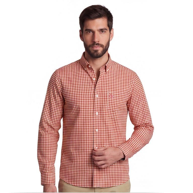 CAMISA CASUAL MANGA LARGA OXFORD CUADROS CORDOBA Rojo S