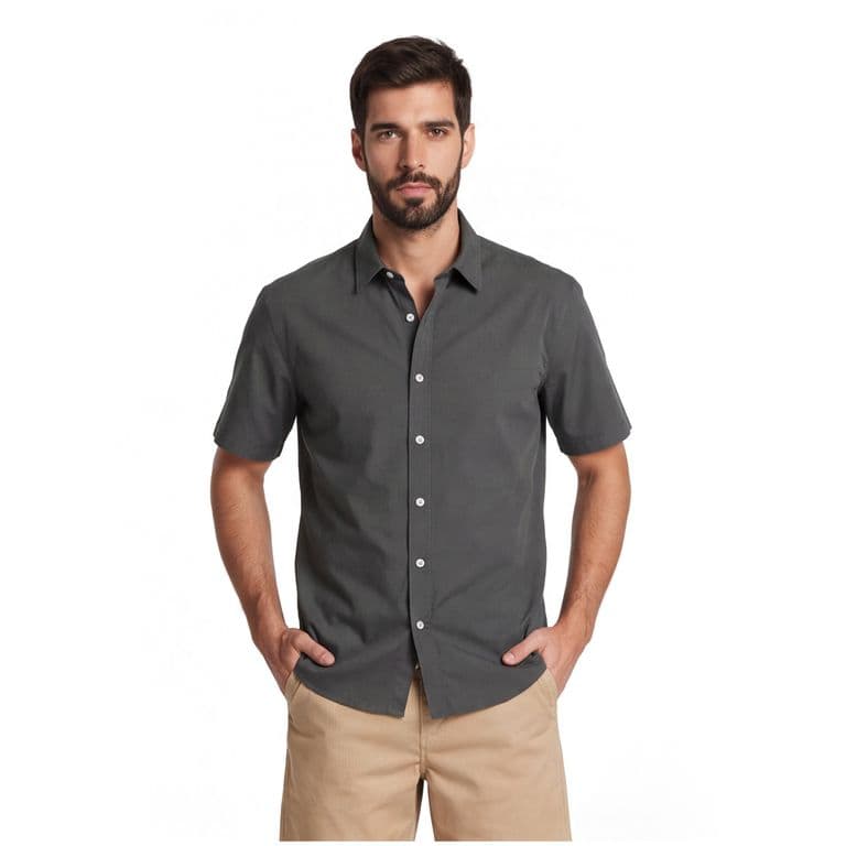 CAMISA MANGA CORTA LYOCELL LISA SANTIAGO Gris 2XL