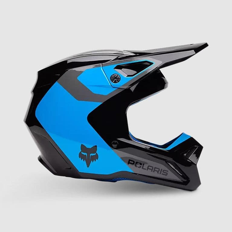 Casco Moto V1 Polaris NegroAzul - Cyan - L