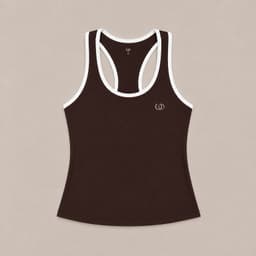 Polera Deportiva Capri Mujer Racerback Expresso Ribete Blanco Marron Moro XL