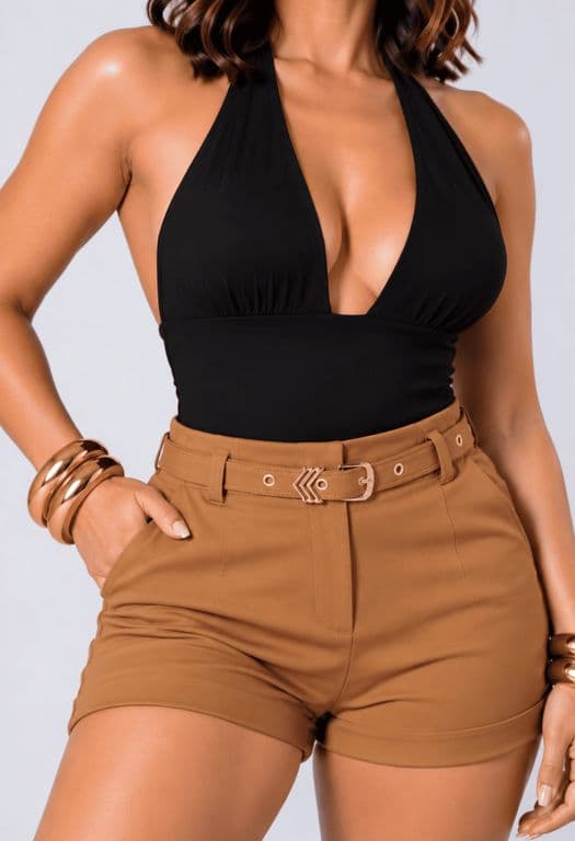 Short Sastrero Cinturon Mujer Caramelo S