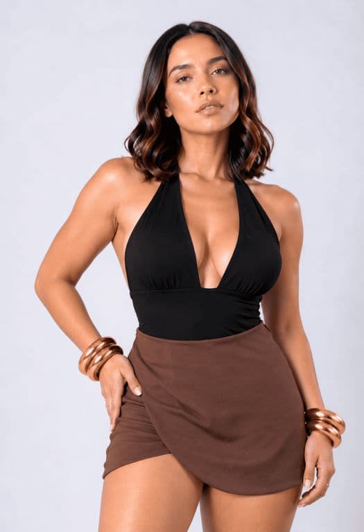 Falda short Sastrero mujer Cafe M