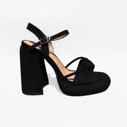 SANDALIA MUJER GAMUZA LINA NEGRO BELLA MODA Negro 35