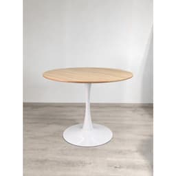 Mesa de Comedor Tulip Redonda Melamina 80 cm Base Pedestal Acero Blanco