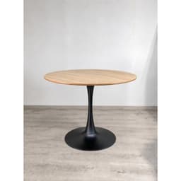 Mesa de Comedor Tulip Redonda Melamina 80 cm Base Pedestal Acero Negro