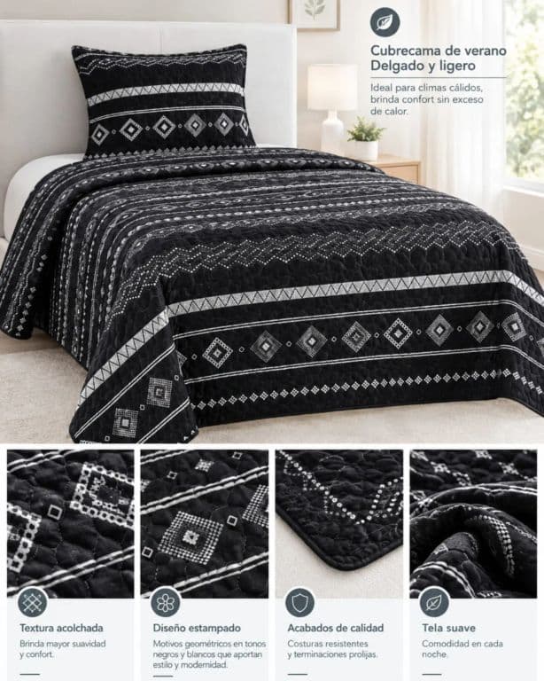 Cubrecama de Verano Plaza y Media Liviano y Fresco Cubrelecho Quilt