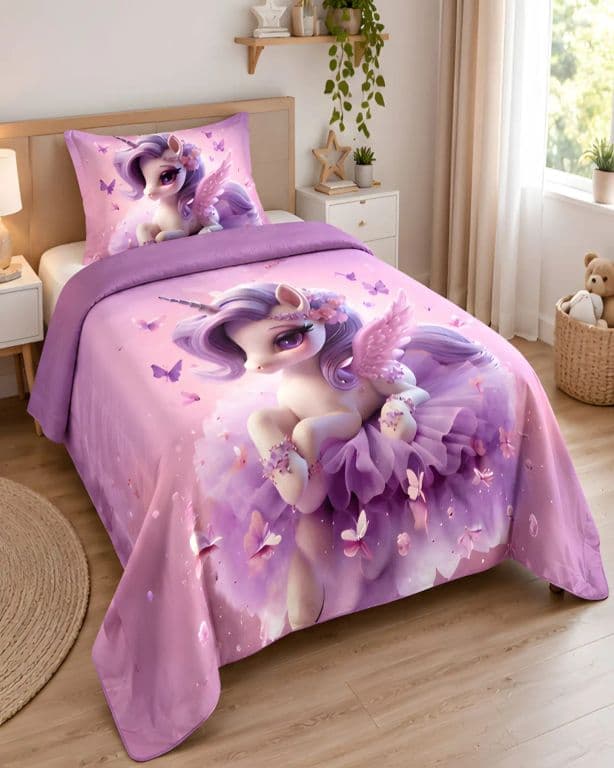 Set Cubrecama 1.5 Plaza Microfibra Suave Con Almohada