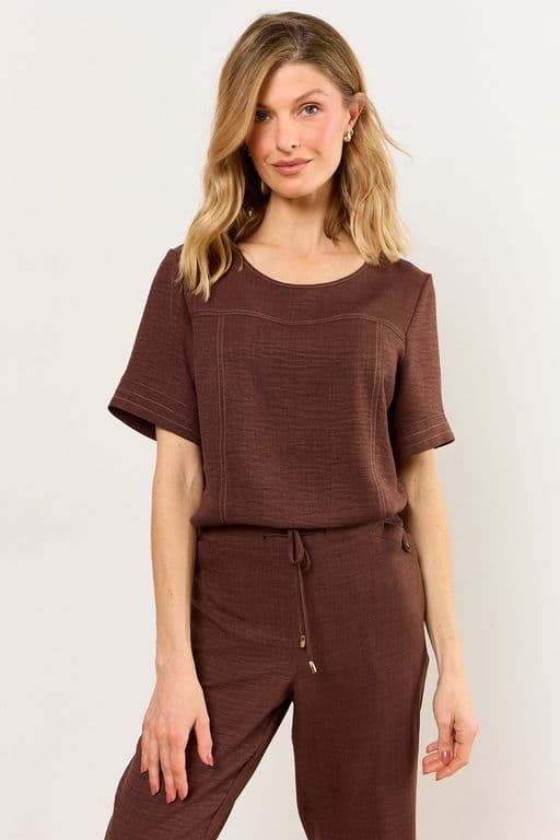 Blusas Manga Corta Mujer Cafe Cafe 46
