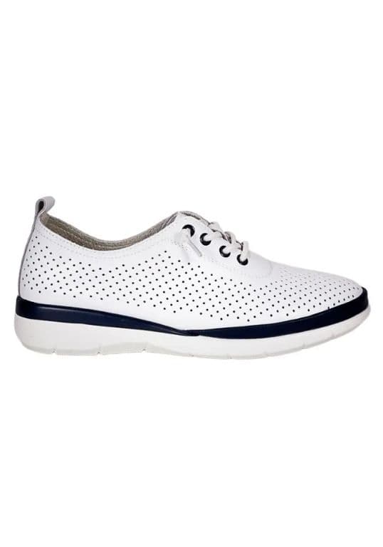 Zapatilla Cuero Luzmar Blanco Azul Blanco 37