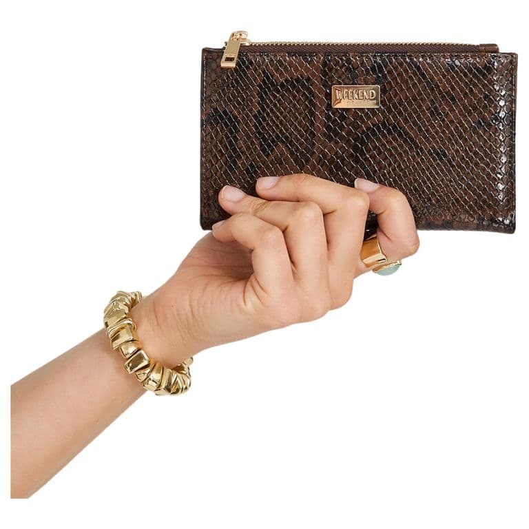 Billetera Efecto Piel Cierre Mujer Cafe Cafe TALLA UNICA