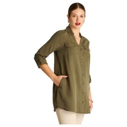 Bluson Lyocell Look Denim Manga Larga Roll Up Mujer Verde S