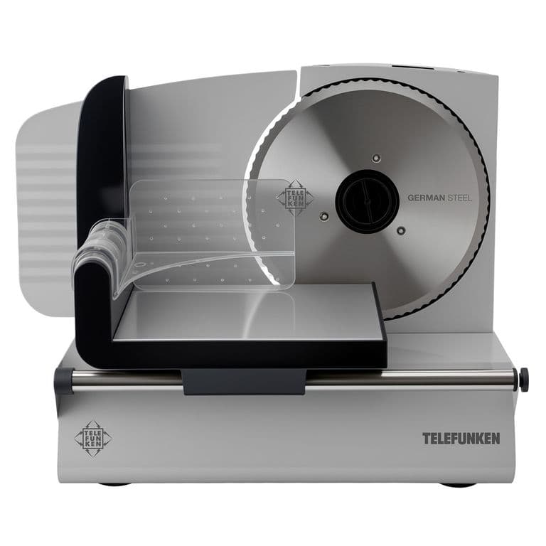 Cortadora de Fiambre Electrica 200W Cuchilla 19 cm Acero Inoxidable Rebanadora Gris
