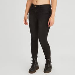 Jeans skinny negro con cierre en basta - Negro 38