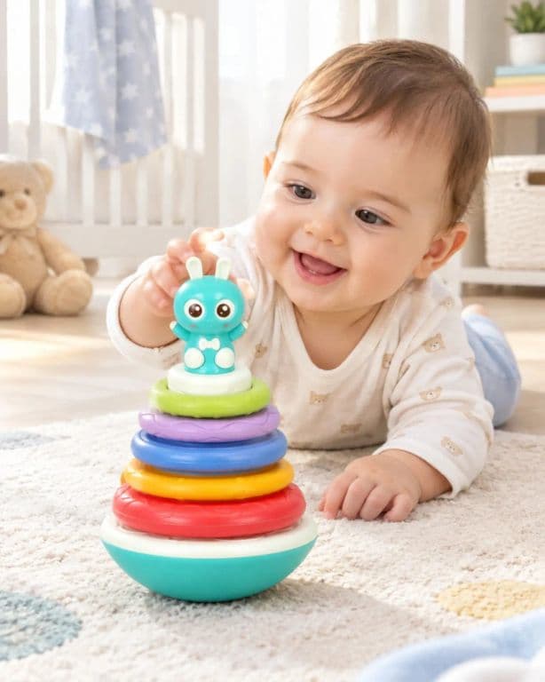 Juguete Didactico Apilable para Bebe con Aros de Colores