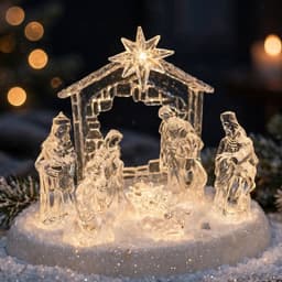 Pesebre de Navidad Acrilico con Luces Led y sonido Decoracion