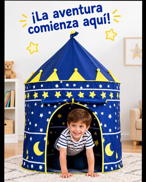 Castillo de Juego Infantil Azul Tema Espacio y Estrellas
