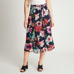 Falda Azul Larga Estampado Acampanada Azul S