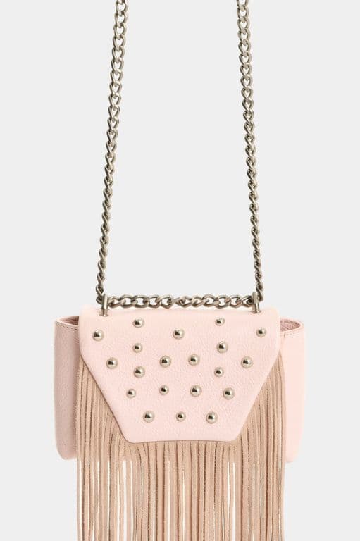 Velez Bandolera Mini Lili De Cuero Con Flecos Para Mujer