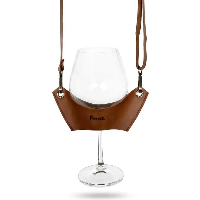Portacopa de Cuero Ajustable para Asado y Aire Libre