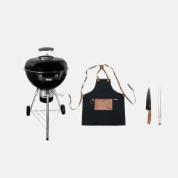 Kit Parrillero Completo Parrilla a Carbon 18", Cuchillo, Tenaza y Pechera
