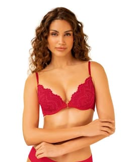 Sosten en encaje con broche frontal y espalda lisa 091177 Rojo 32B