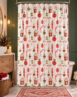 Cortina para Ducha Navidena 180x180 cm Impermeable con Argollas y Forro