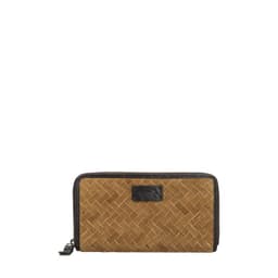Billetera Cuero Mujer Sz Braid Zip Tan Cafe Claro TALLA UNICA